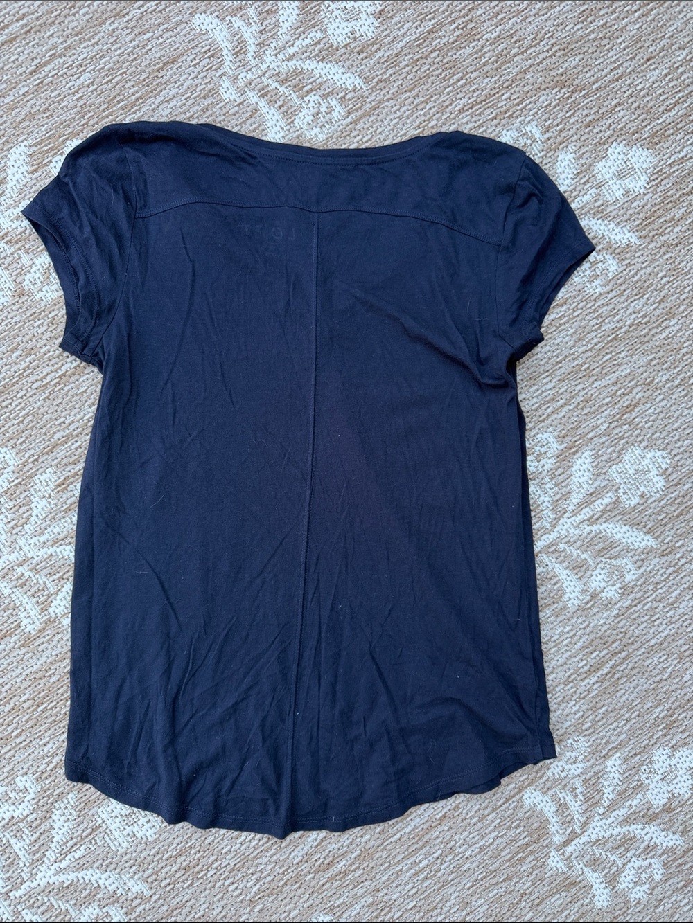 LOFT Navy V-Neck Short Sleeve Tee - Picture 3 of 3